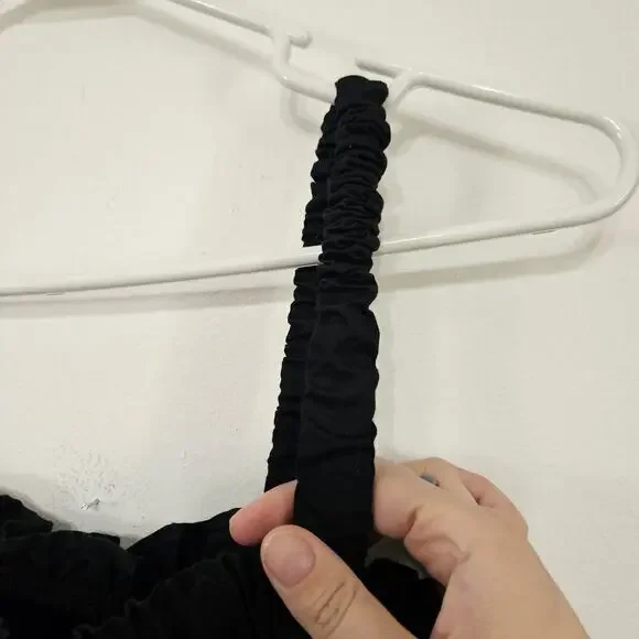 Topshop Smocked Cotton Poplin Midi Black Dress Sleeveless Open Back Sz Small - Picture 3 of 7